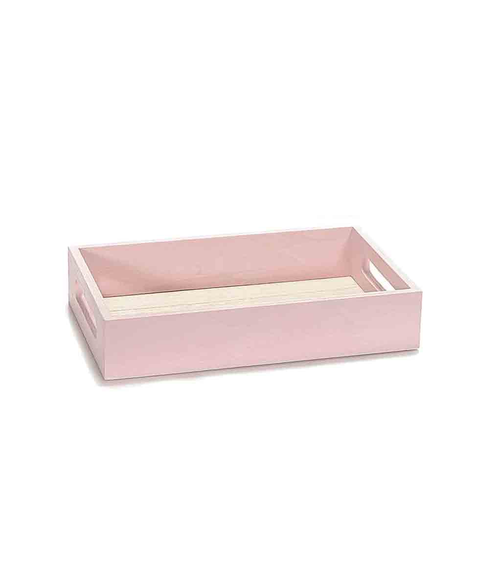 Vassoio porta bomboniere componibile in legno battesimo Girl Rosa 45x20x32  cm