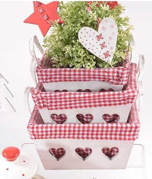 Cestino Legno Bianco Cuore - immagine 3