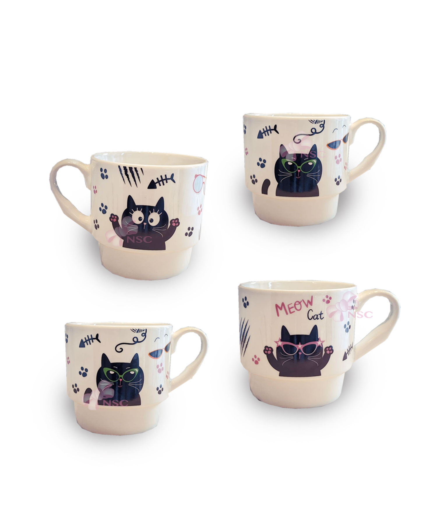 Set regalo tazza mug gatto bianco, crema mani e asciugamani magico