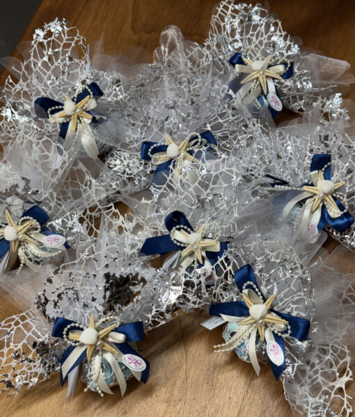 Bomboniera Corallo Stella Bianco Argento Blu 101 - NonSoloCerimonie.it