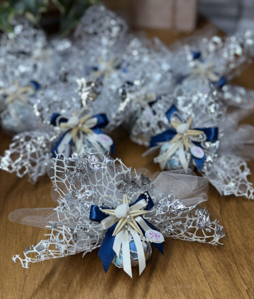 Bomboniera Corallo Stella Bianco Argento Blu 102 - NonSoloCerimonie.it