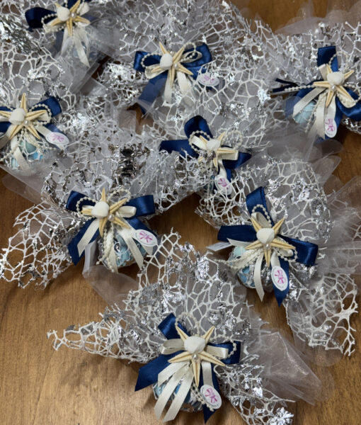 Bomboniera Corallo Stella Bianco Argento Blu 103 - NonSoloCerimonie.it