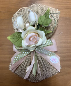 Segnaposto Fiocco Juta Rosa Cipria verde 100 - NonSoloCerimonie.it