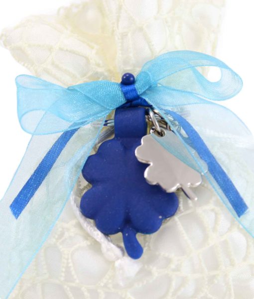 Bomboniera Sacchetto Portachiavi Acciaio Silicone Blu 3 - NonSoloCerimonie.it