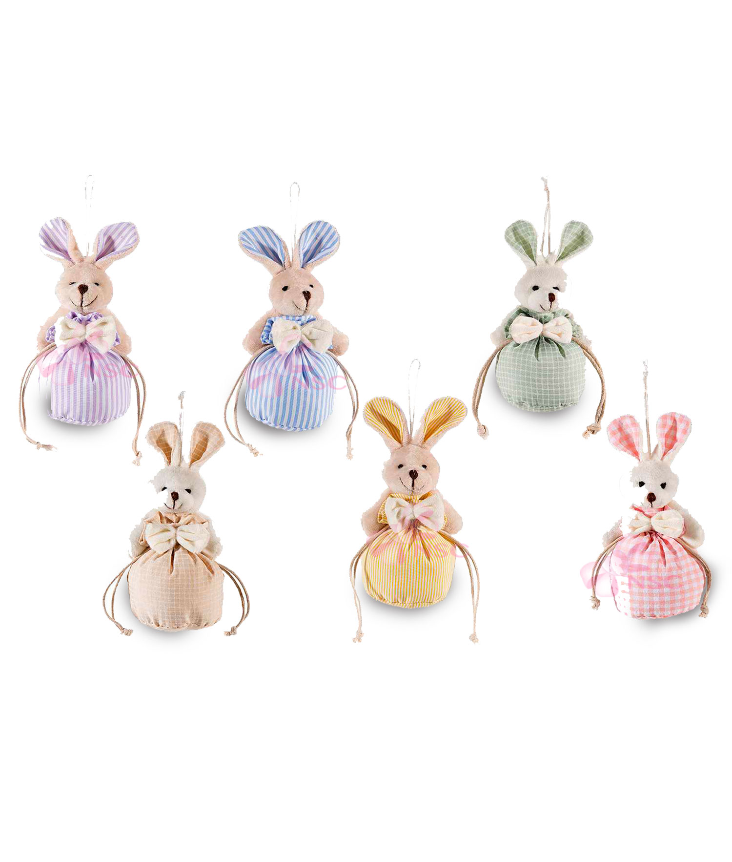Bomboniera Sacchetto Coniglio Peluche Rigato Color 1 - NonSoloCerimonie.it