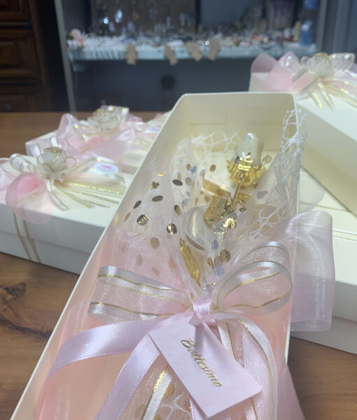 Bomboniera Rosa Oro Bagutta Panna Rosa Box 101 - NonSoloCerimonie.it