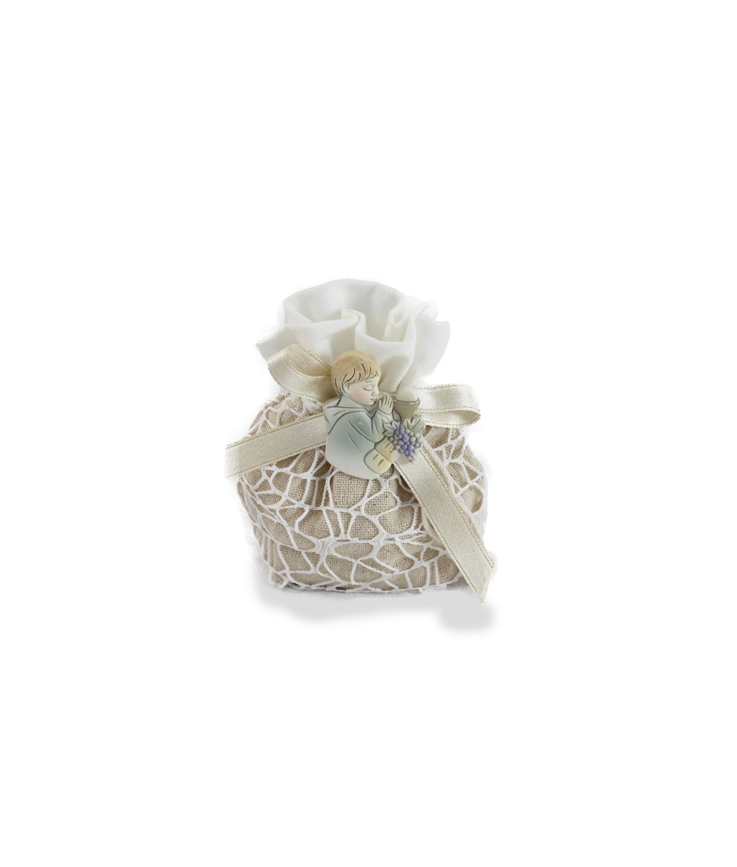 Bomboniera Sacchetto Shabby-Comunione Bimbo - NonSoloCerimonie.it