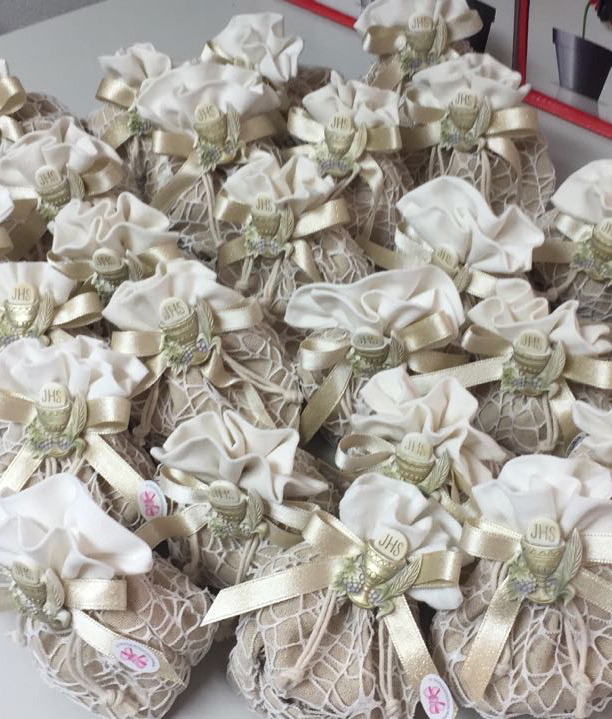 Bomboniera Sacchetto Shabby-Comunione Calice 102 - NonSoloCerimonie.it