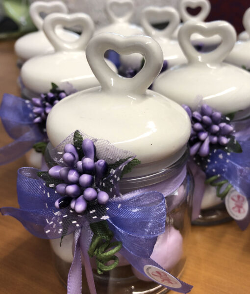 Bomboniera Barattolo Cuore Lavanda Viola 102 - NonSoloCerimonie.it