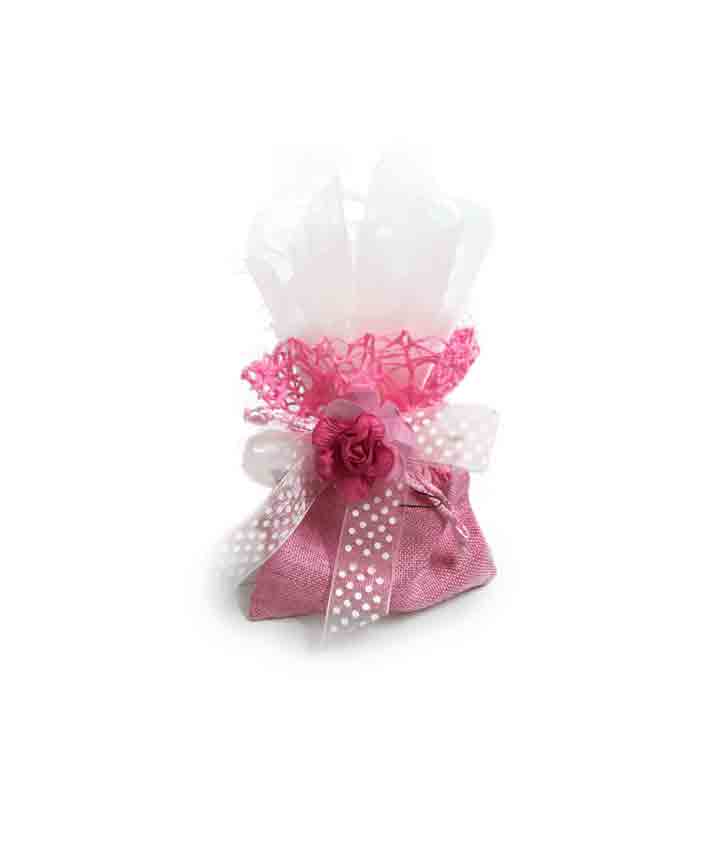 Bomboniera Sacchetto Polycotton Juta Rosa - NonSoloCerimonie.it