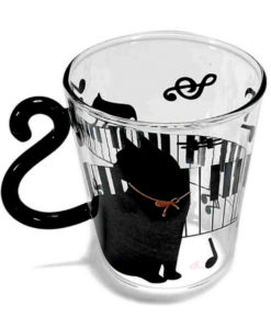 Tazza vetro gatto musicante rosa 1 - NonSoloCerimonie.it