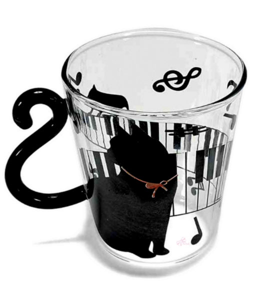 Tazza vetro gatto musicante rosa 1 - NonSoloCerimonie.it