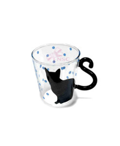 Tazza vetro gatto pois azzurro - NonSoloCerimonie.it