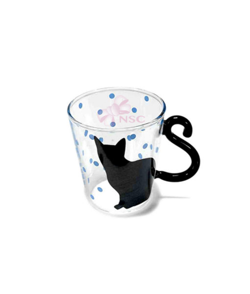 Tazza vetro gatto pois azzurro - NonSoloCerimonie.it