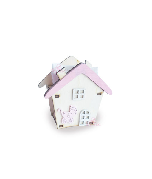 Bomboniera Casa Casetta Legno Rosa - NonSoloCerimonie.it