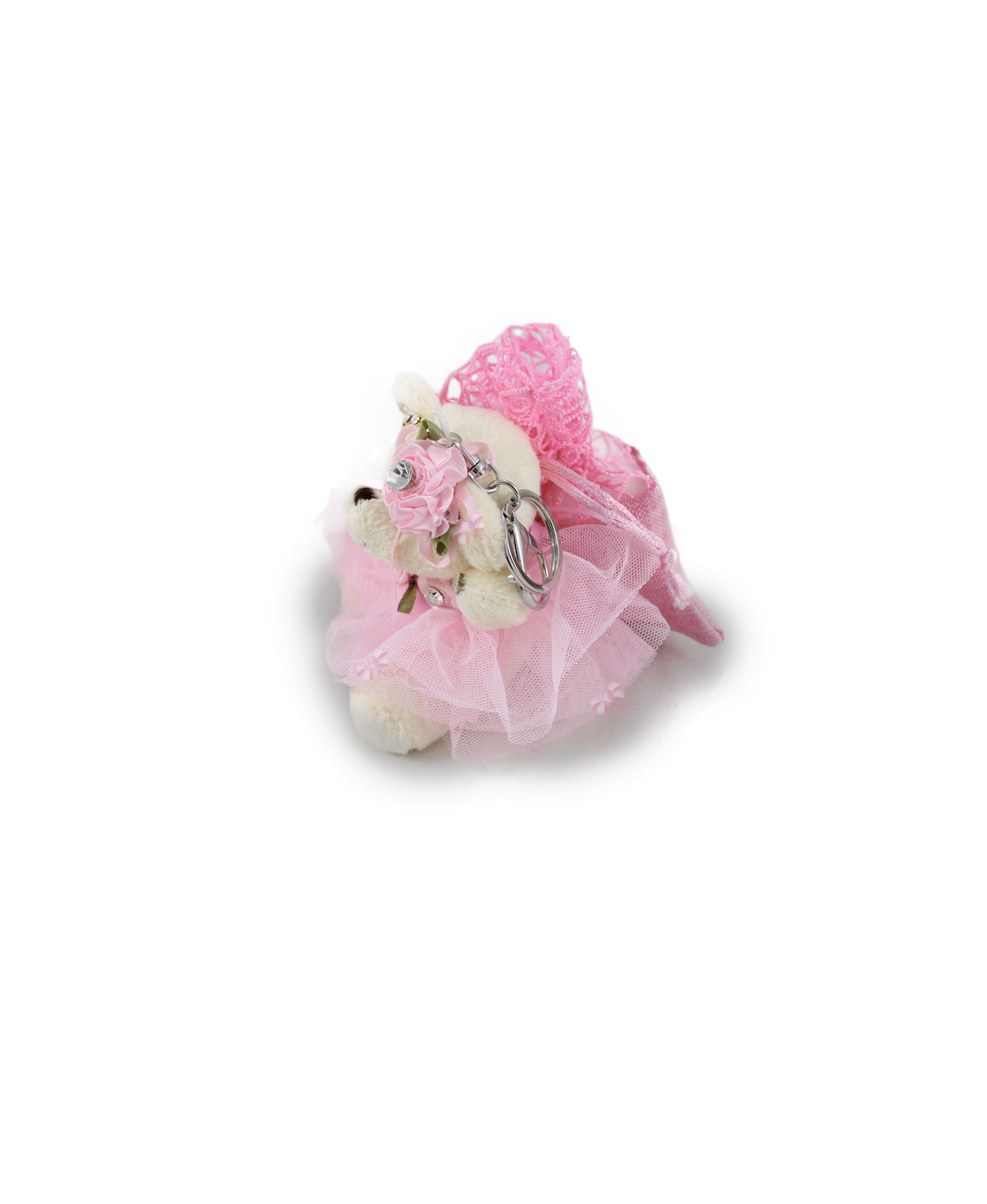 Bomboniera Sacchetto Portachiavi Charm Rosa 1 - NonSoloCerimonie.it