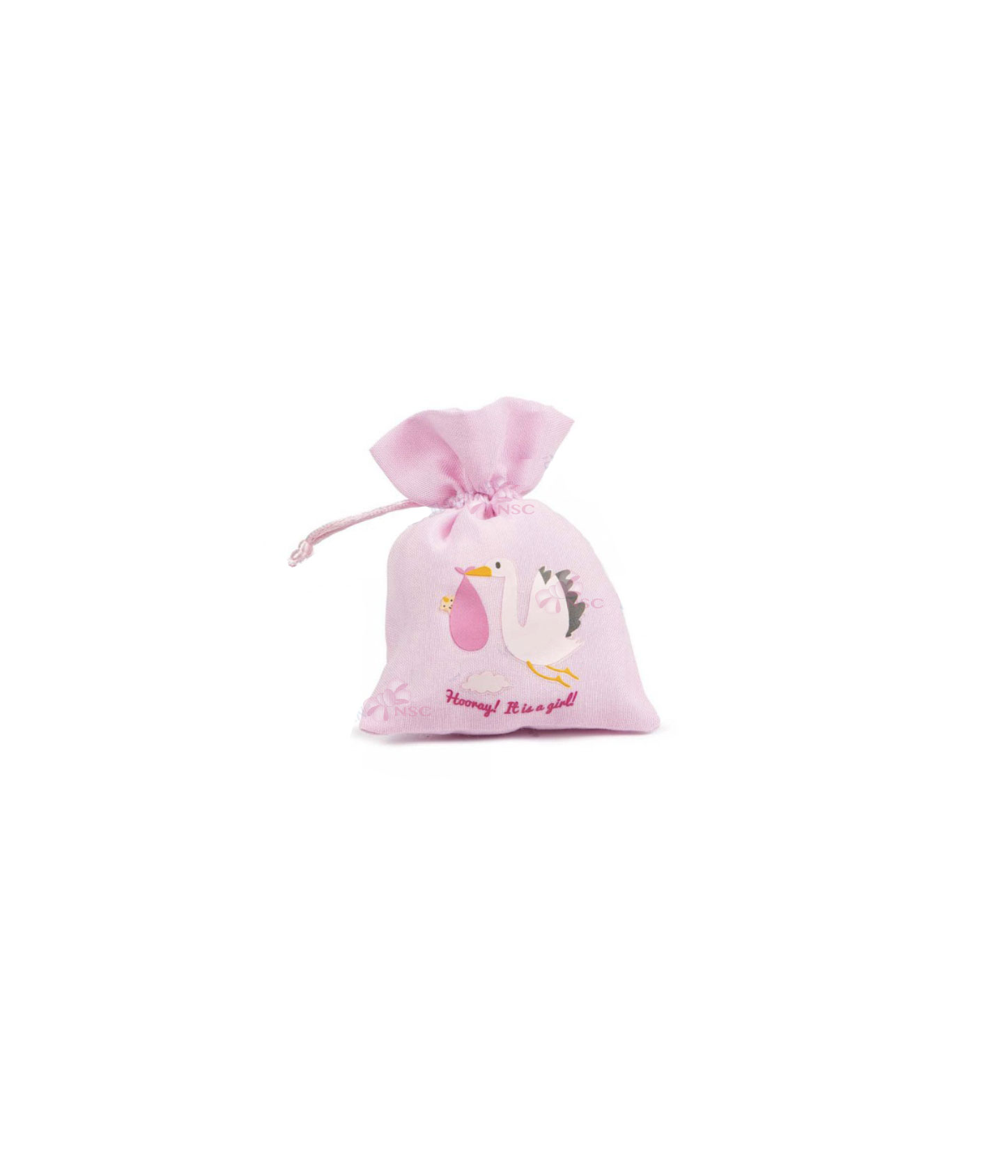 Bomboniera Sacchetto Cicogna Rosa - NonSoloCerimonie:it