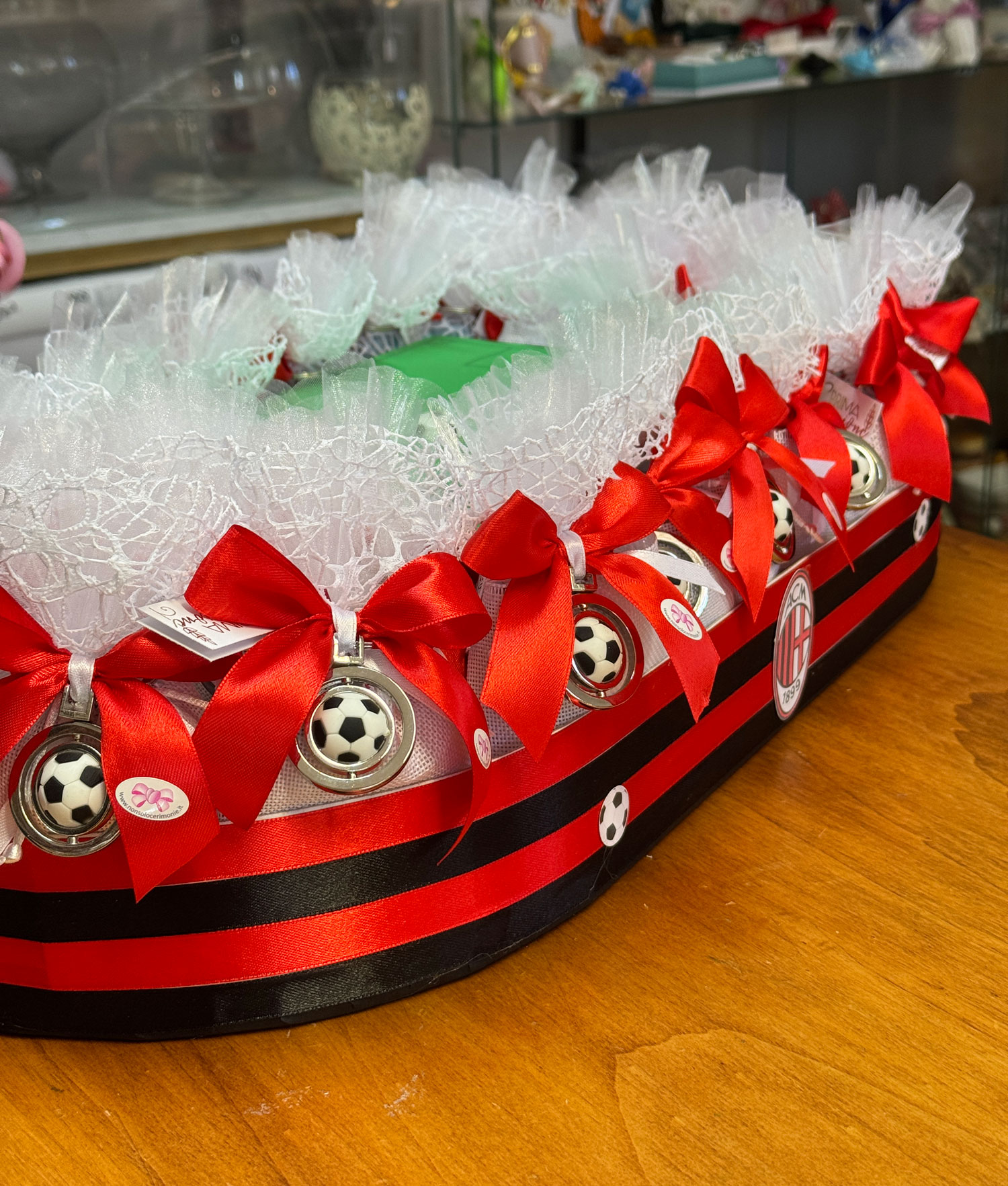 Torta Stadio Sacchetto Portachiavi Palla Milan Bianco 105 - NonSoloCerimonie.it