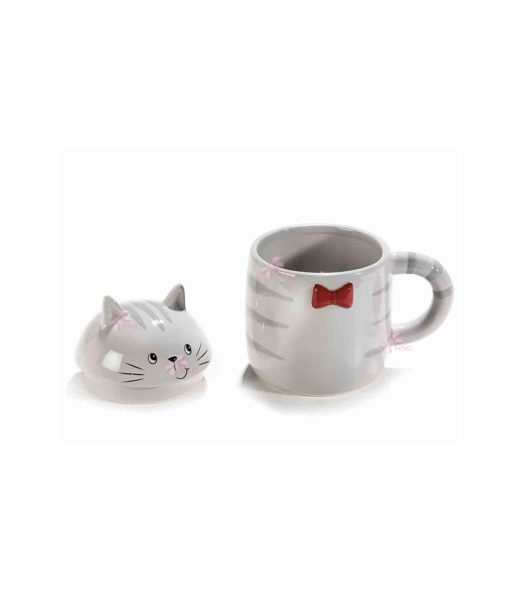 Tazza Gatto con Coperchio Grigio 1 - NonSoloCerimonie.it