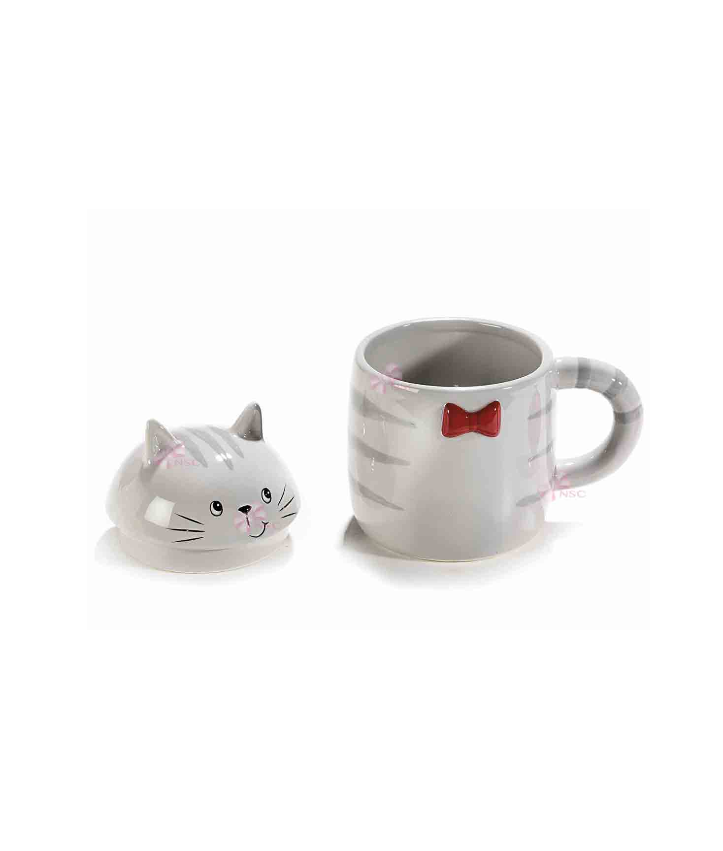 Caffè per il Campeggio Bolla di tè Tazza da viaggio in ceramica con coperchio 3D Kitty Latte Regalo di tazza di Natale 480ML Tazza alta per il tè Tazza da caffè gatto con cannuccia 