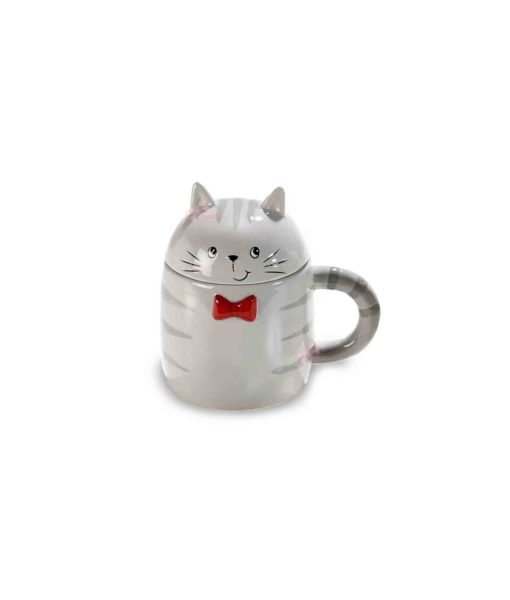 Tazza Gatto con Coperchio Grigio - NonSoloCerimonie.it