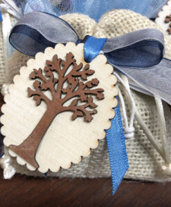 Bomboniera Sacchetto Juta Albero della Vita Azzurro 100 - NonSoloCerimonie.it