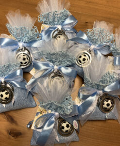 Bomboniera Sacchetto Portachiavi Pallone Calcio Azzurro 101 - NonSoloCerimonie.it