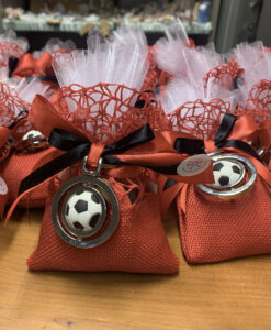 Bomboniera Sacchetto Portachiavi Pallone Calcio Milan 102 - NonSoloCerimonie.it