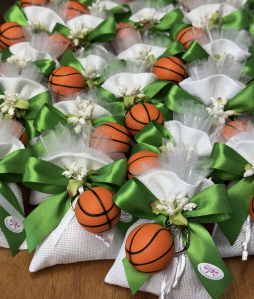 Bomboniera Sacchetto Portachiavi Pallone Basket Antistress Verde 102 - NonSoloCerimonie.it