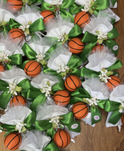 Bomboniera Sacchetto Portachiavi Pallone Basket Antistress Verde 104 - NonSoloCerimonie.it