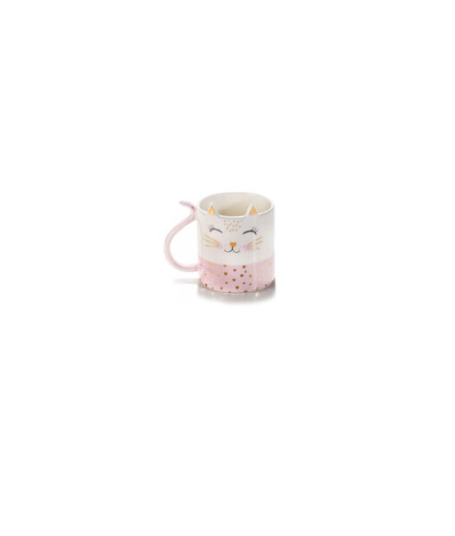 Tazza Gatto Oro Bianco Rosa - NonSoloCerimonie.it