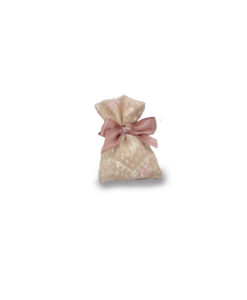 Bomboniera Sacchetto Pizzo Rosa Cipria 1 - NonSoloCerimonie.it
