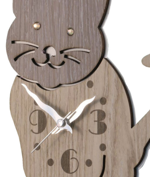 Orologio Appoggio Gatto Legno 1 - NonSoloCerimonie.it