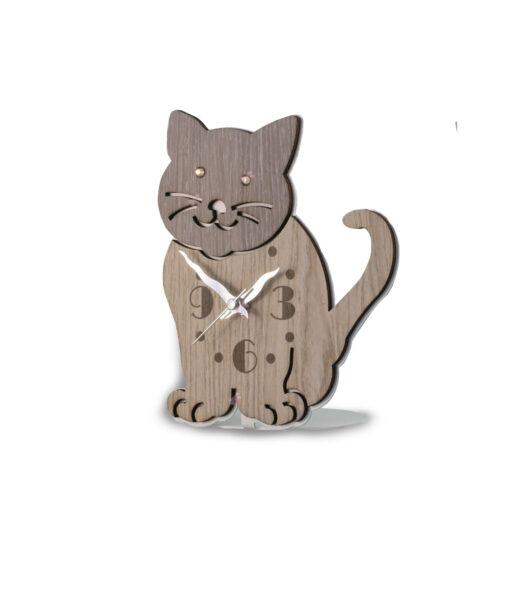 Orologio Appoggio Gatto Legno - NonSoloCerimonie.it