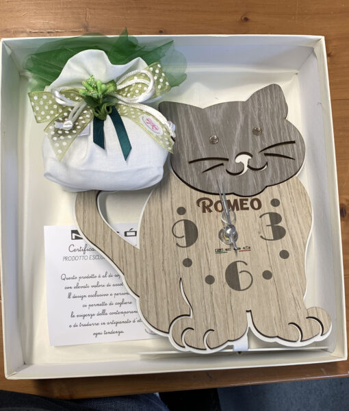 Orologio Gatto da Appoggio Legno Regalo 102 - NonSoloCerimonie.it