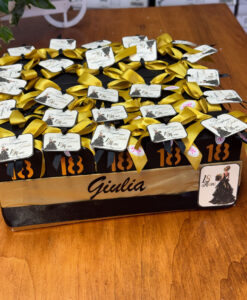Torta Bomboniera Scatola Nero/Oro 18 Personalizzata 25 103 - NonSoloCerimonie.it
