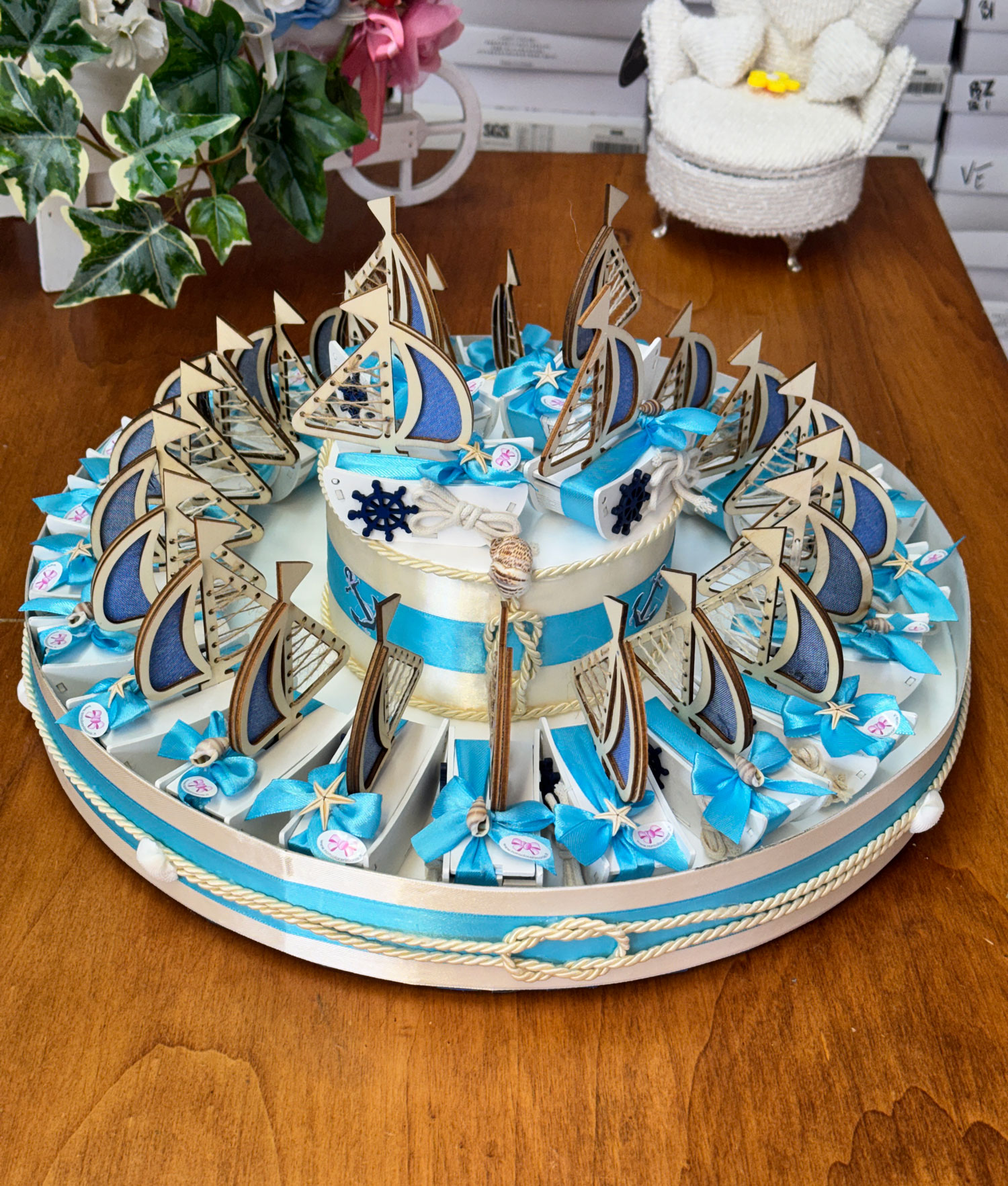 Torta Bomboniera Barca Vela Turchese 101 - NonSoloCerimonie.it