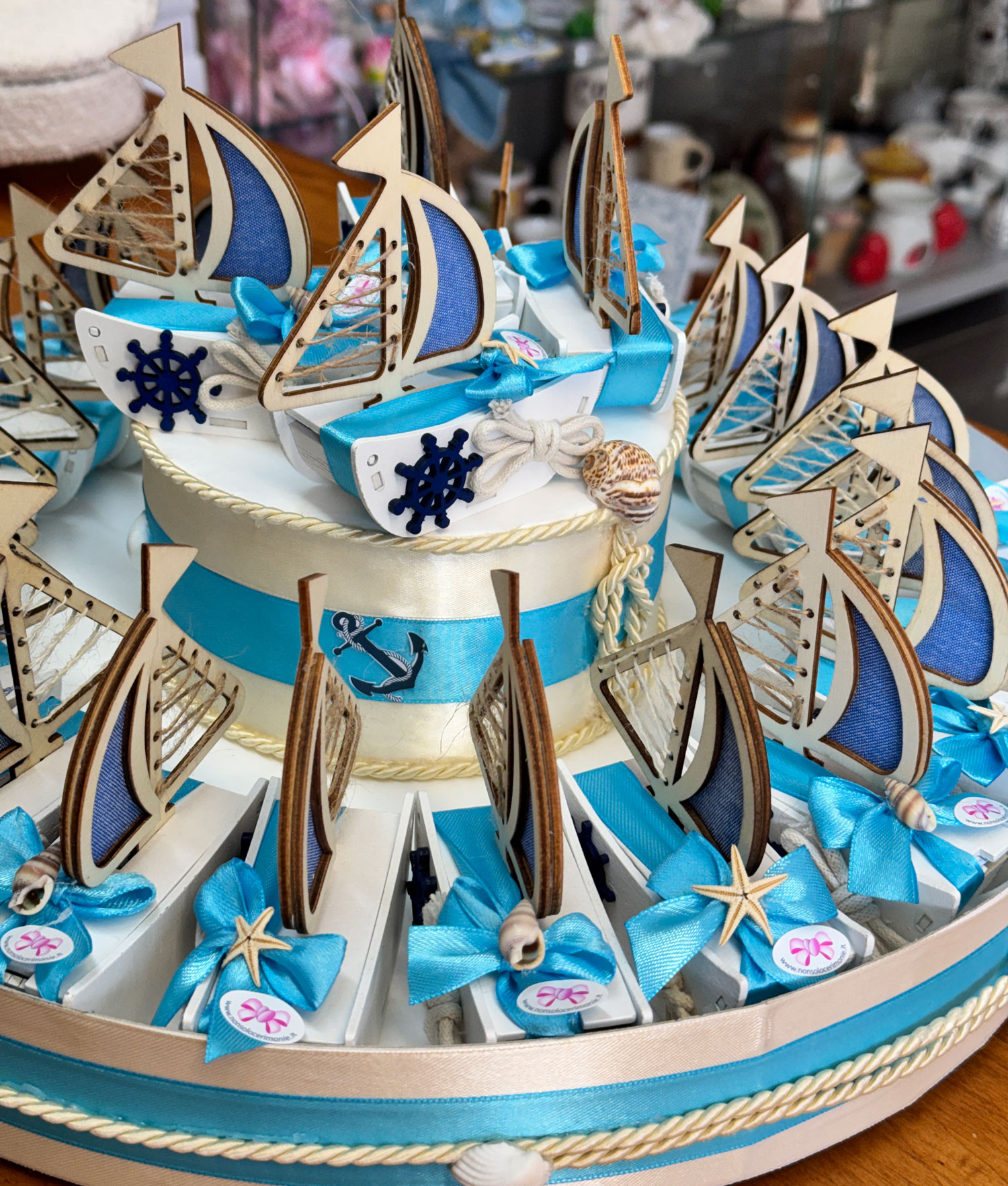 Torta Bomboniera Barca Vela Turchese 103 - NonSoloCerimonie.it