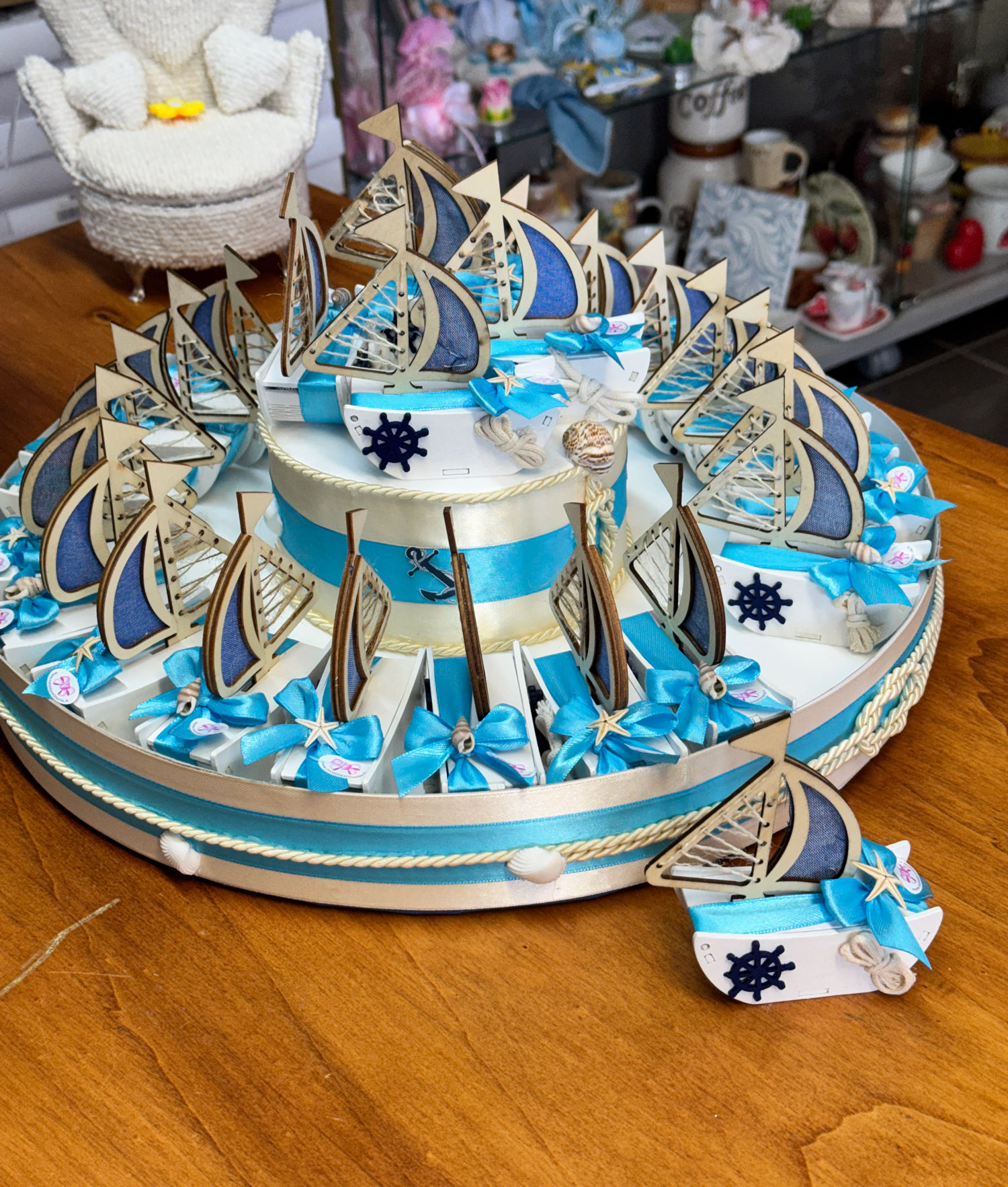 Torta Bomboniera Barca Vela Turchese 104 - NonSoloCerimonie.it