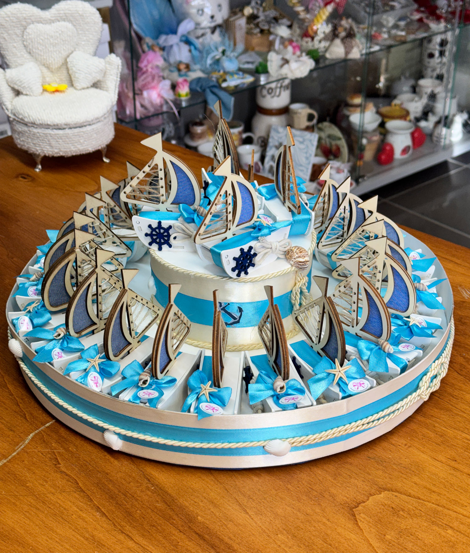 Torta Bomboniera Barca Vela Turchese 107 - NonSoloCerimonie.it