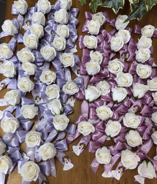 Segnaposto Rosa di Sapone Bianco Lilla 100 - NonSoloCrimonie.it