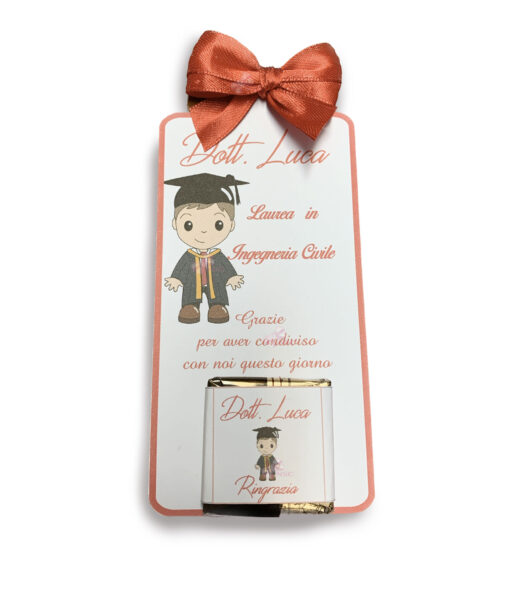 Segnaposto Cioccolatino Personalizzato Semplice con Fiocco 1 - NonSoloCerimonie.it