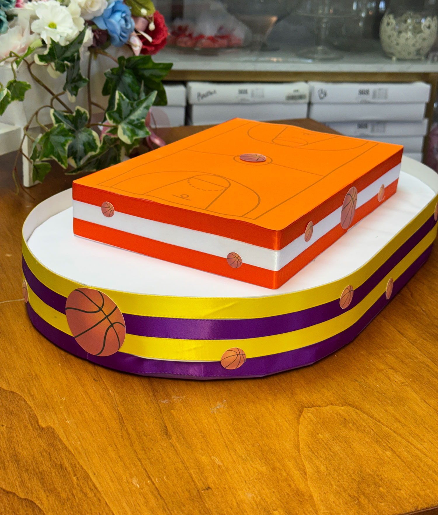 Vassoio Campo da Basket Giallo-Viola Arancione Bianco 102 - NonSoloCerimonie.it