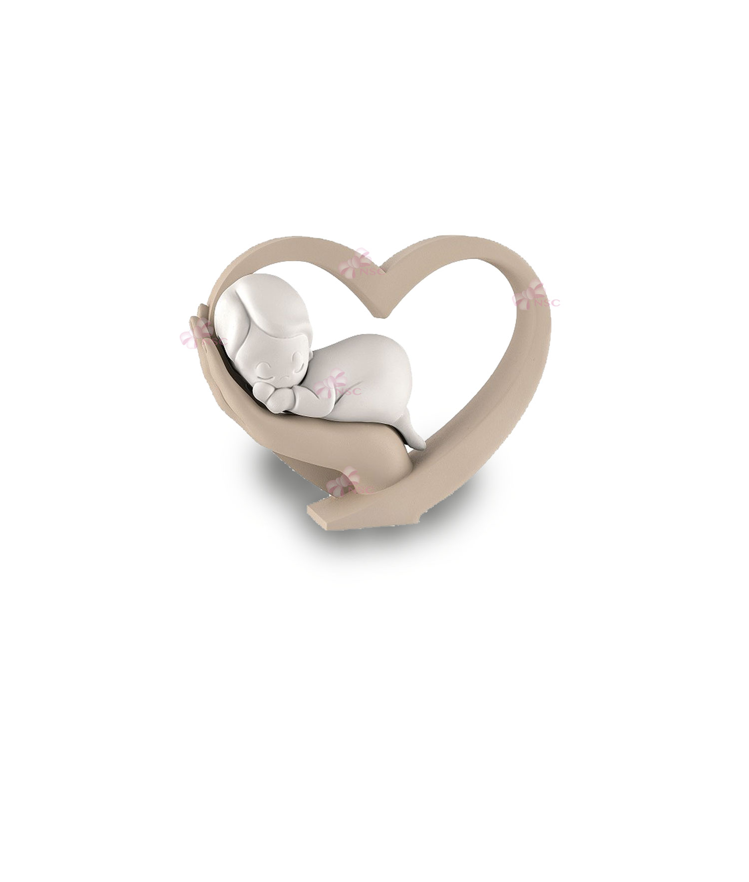 Bomboniera Mano Bimbo Cuore Cipria - NonSoloCerimonie.it