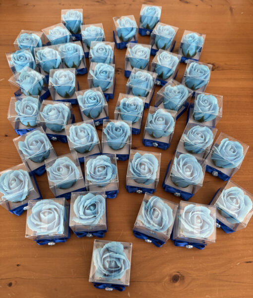 Segnaposto Rosa di Sapone Box Azzurra Blu Semplice 100 - NonSoloCerimonie.it