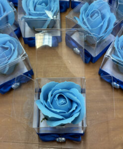 Segnaposto Rosa di Sapone Box Azzurra Blu Semplice 101 - NonSoloCerimonie.it