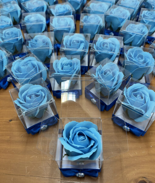 Segnaposto Rosa di Sapone Box Azzurra Blu Semplice 102 - NonSoloCerimonie.it