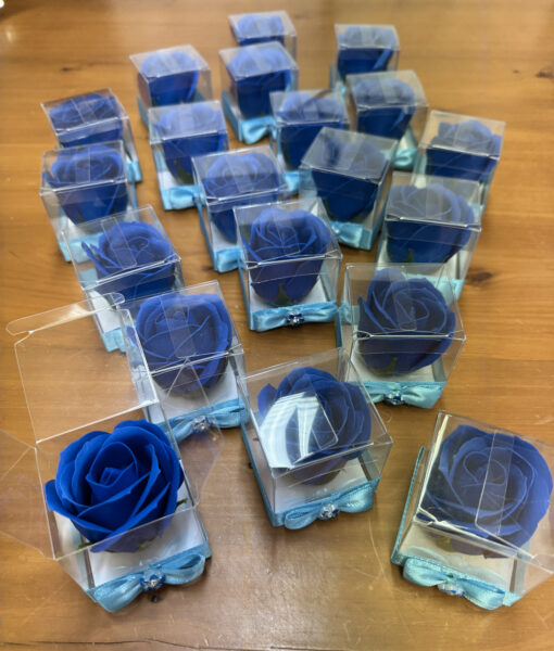Segnaposto Rosa di Sapone Box Blu Azzurra Semplice 100 - NonSoloCerimonie.it