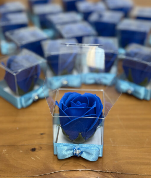 Segnaposto Rosa di Sapone Box Blu Azzurra Semplice 101 - NonSoloCerimonie.it