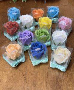 Segnaposto Rosa di Sapone Box Color Tiffany 100 - NonSoloCerimonie.it